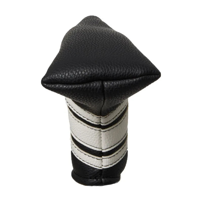 Black PU leather golf club head cover or push rod sleeve for putter protection.