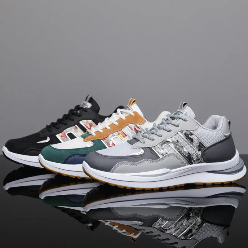 Men's mesh sports casual shoes in white green colour with plastic sole and leather toe holder