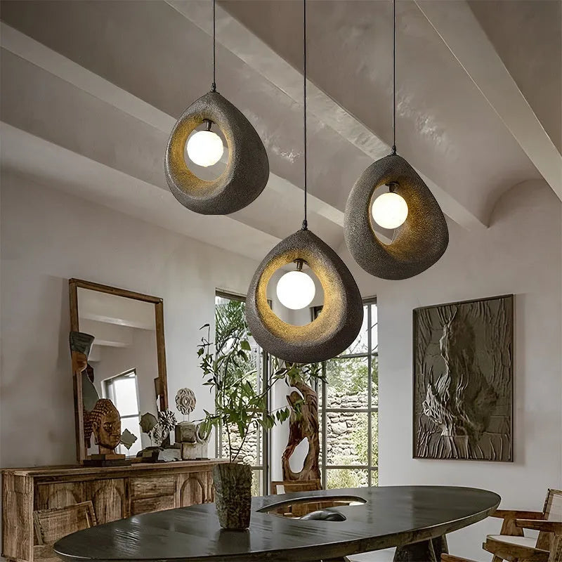 Retro restaurant bar chandelier with milky white 32x35cm lampshade in modern simple style