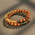 Bodhi Yellow Tower crystal double ring bracelet with retro styling and manual craftsmanship