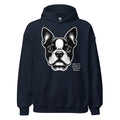 Men's pure cotton solid colour hoodie in navy blue with drawstring sleeves and front patch pocket