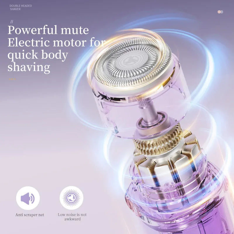 Digital display women's electric shaver with gradient purple colour and USB charging port