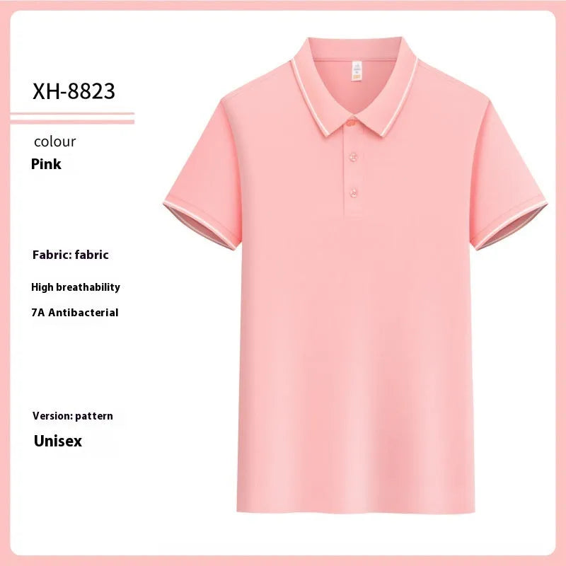 Antibacterial ice-sensitive lapel polo shirt in slim fit with short sleeves available in multiple colours