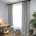 Solid colour thick cotton-style polyester curtain fabric in blue, grey, purple, yellow half shading