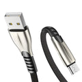 Zinc alloy data cable fast charging line for Android in black colour with single head connector