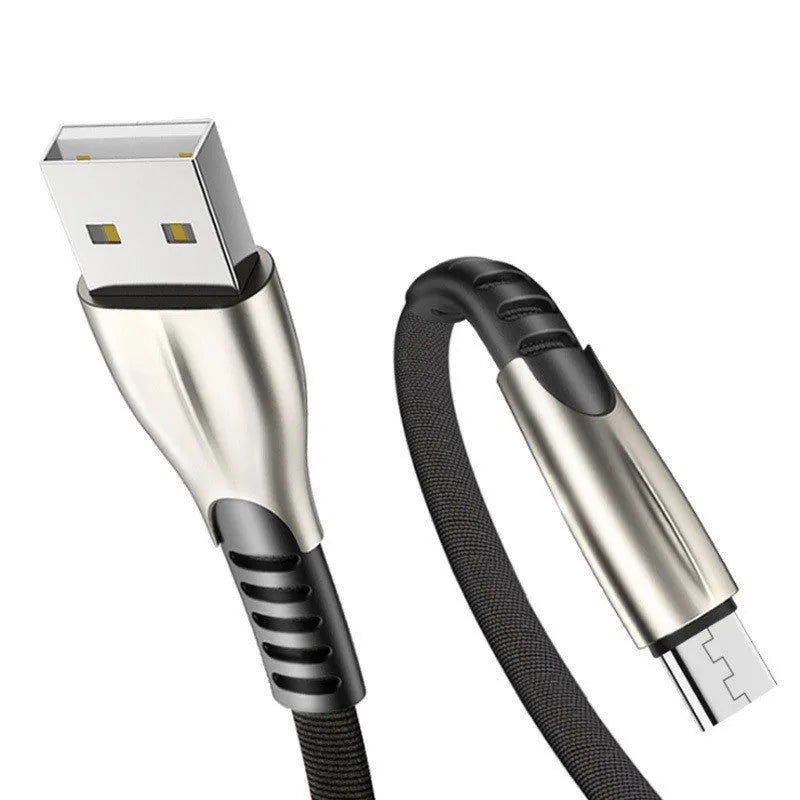 Zinc alloy data cable fast charging line for Android in black colour with single head connector