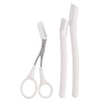 Eyebrow trimming tool set with macro safety design including special eyebrow razor