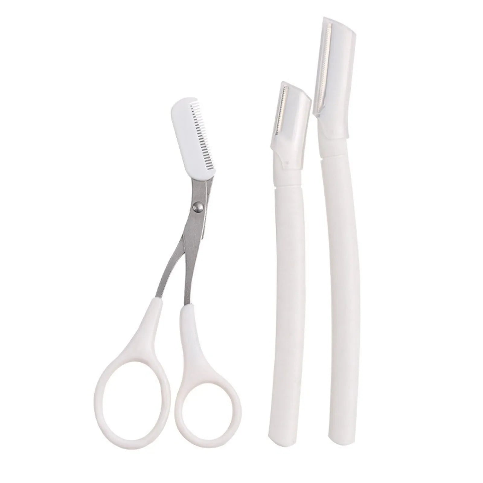 Eyebrow trimming tool set with macro safety design including special eyebrow razor