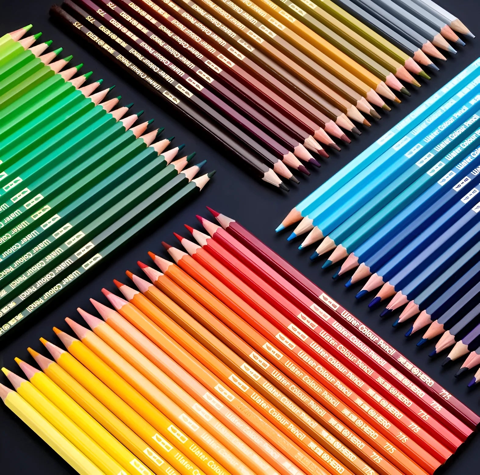 Water-soluble colour pencil drawing set in tin box with 72 colours for wet and dry use