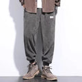 Men's grey ankle-tie sweatpants with straight-leg design for casual sports wear