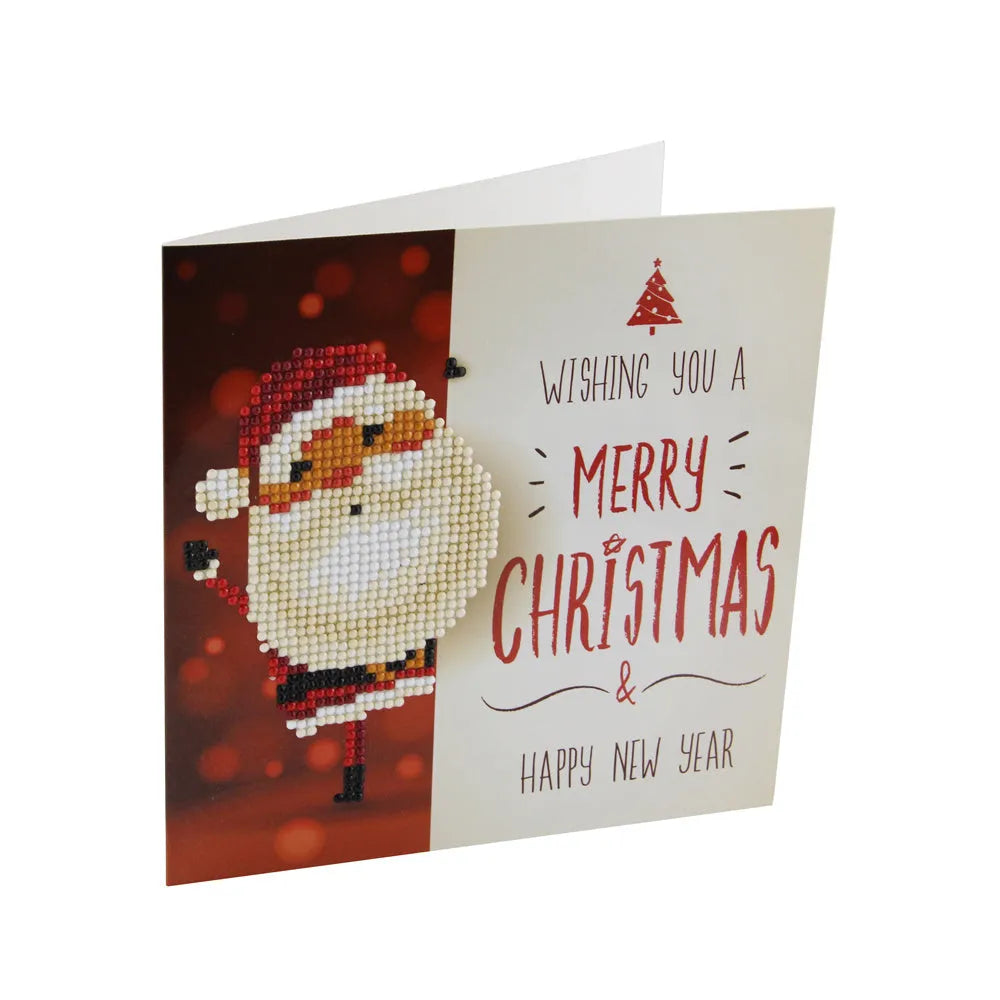 Christmas DIY diamond painting greeting cards set with 5D resin diamonds in 15x15cm folded size on cardboard base