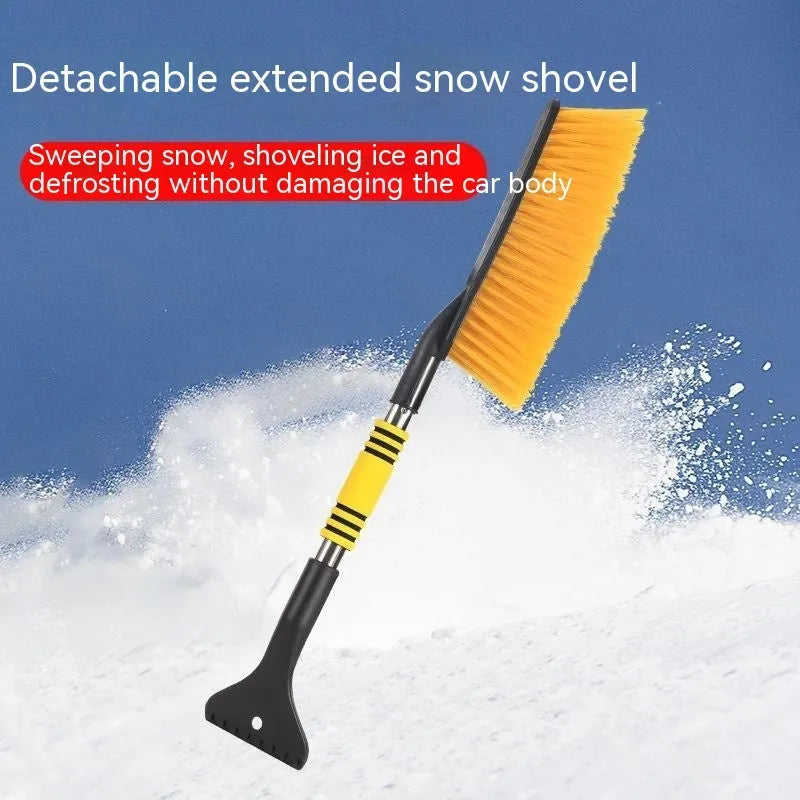 Winter car snow scraping brush with long handle in yellow and blue colour options
