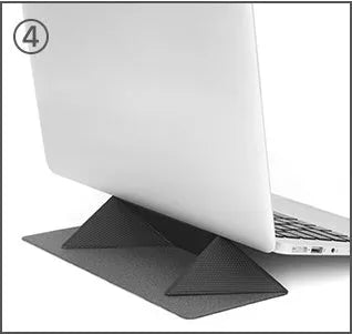 Blue portable laptop cooling bracket showing foldable design with anti-slip surface