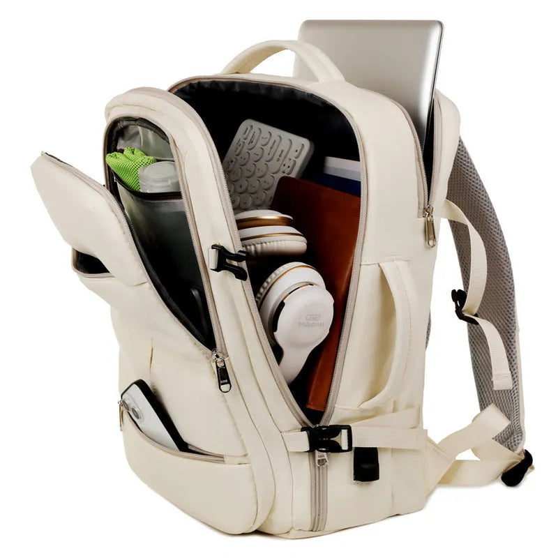 Large waterproof oxford cloth backpack for business travel with a 15.6 inch laptop compartment and multiple pockets.