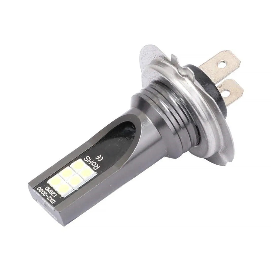 White aluminium H7 LED fog light bulb with 12 SMD beads for car front fog lamp use.