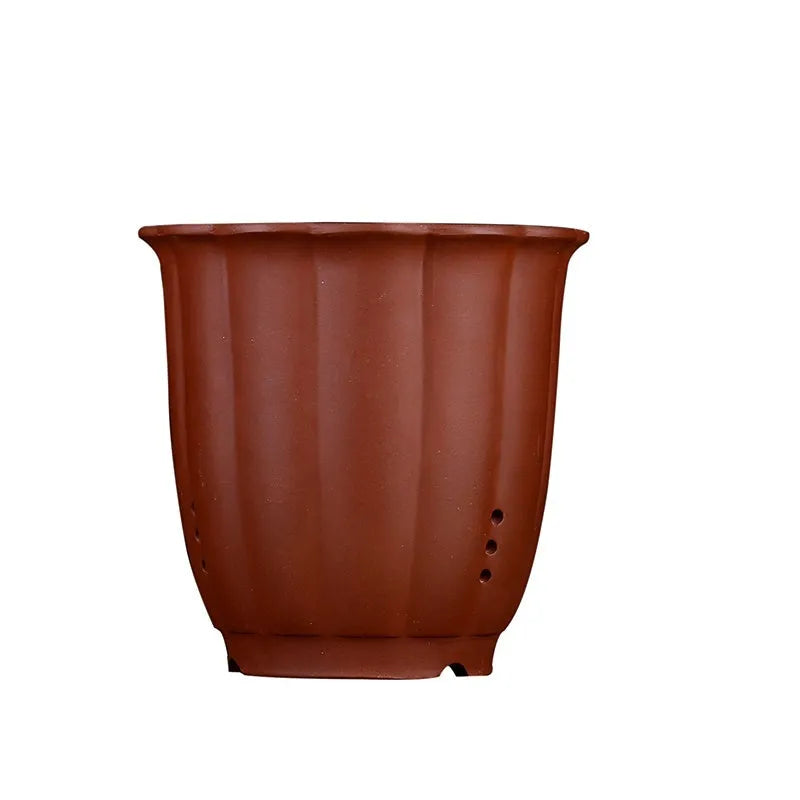 Round ceramic desktop flower pot with four drainage holes for phalaenopsis bonsai, black colour option
