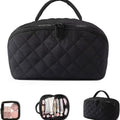 Women's large capacity portable polyester makeup bag in modern simplicity style, beige colour