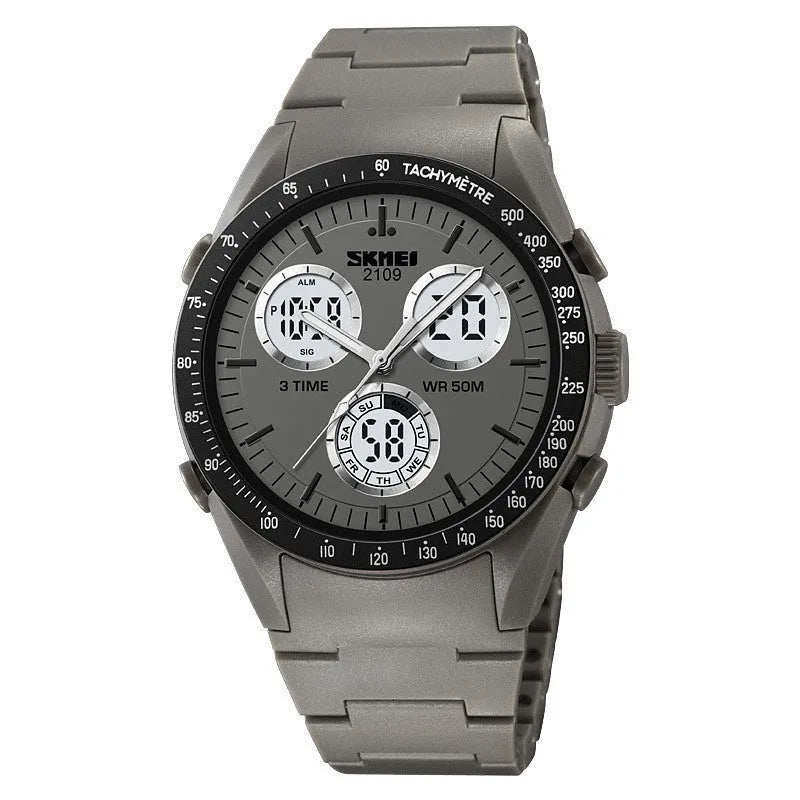 Casual electronic watch with a digital display, TPU strap, and ABS case shown in Army Green camouflage colour.
