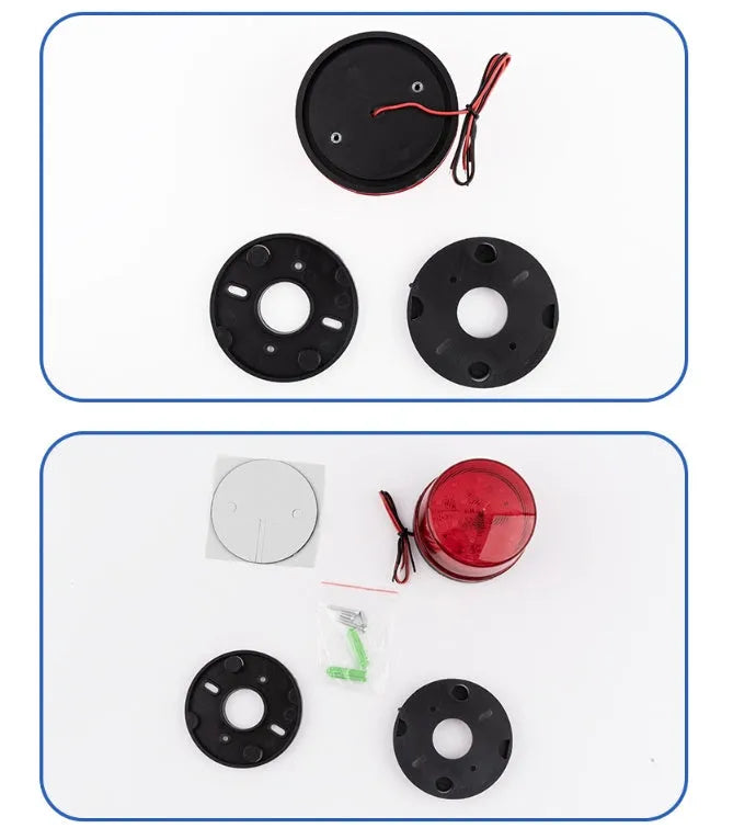 Ji'an Electronics HC-79 small red warning and alarm light with strobe, 73mm diameter.