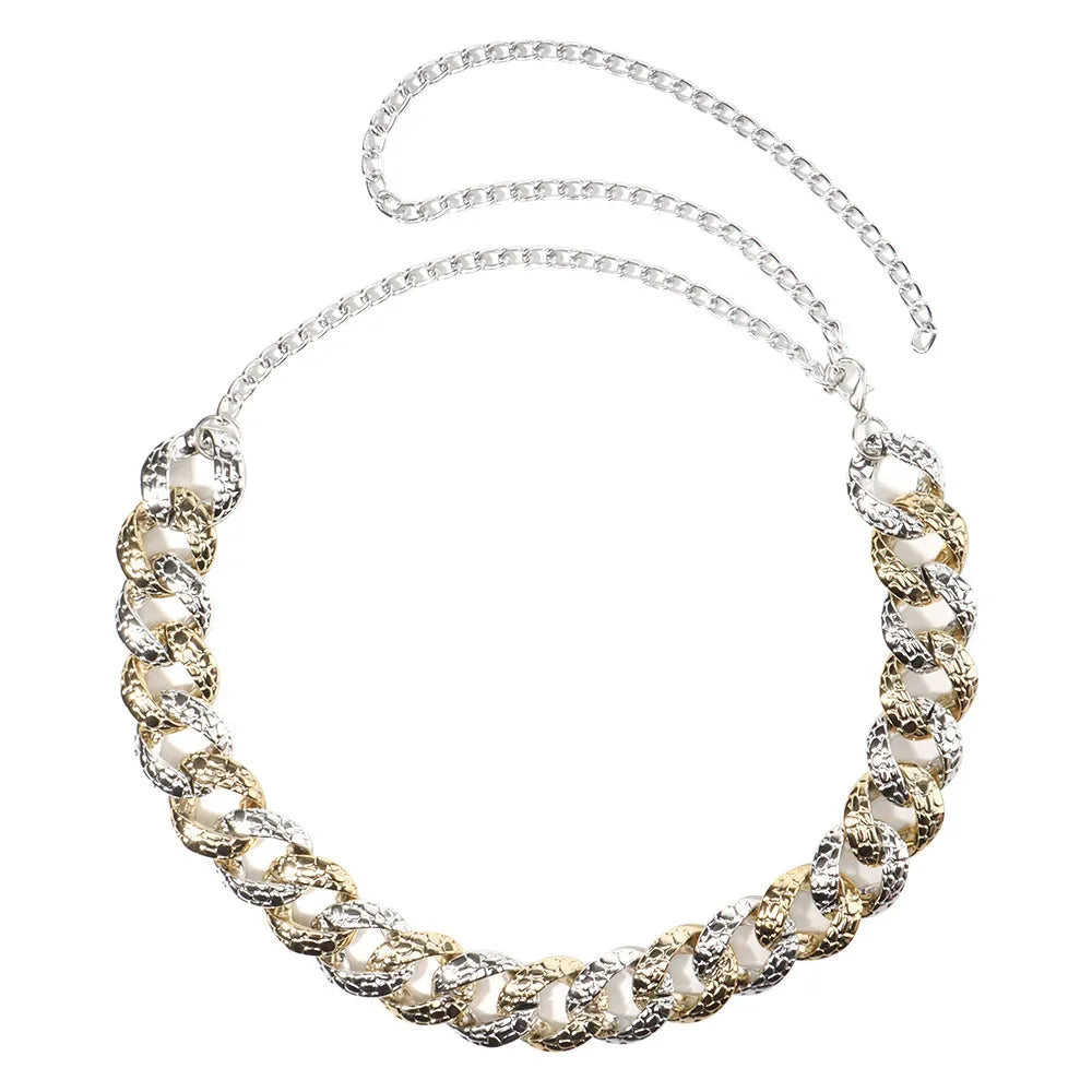 Acrylic body chain with electroplated colour mixture, adjustable 70-100cm for women summer use