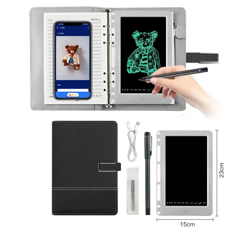 85-inch electronic writing pad with smart pen in stitching appearance design, available in black, dark blue and sky blue