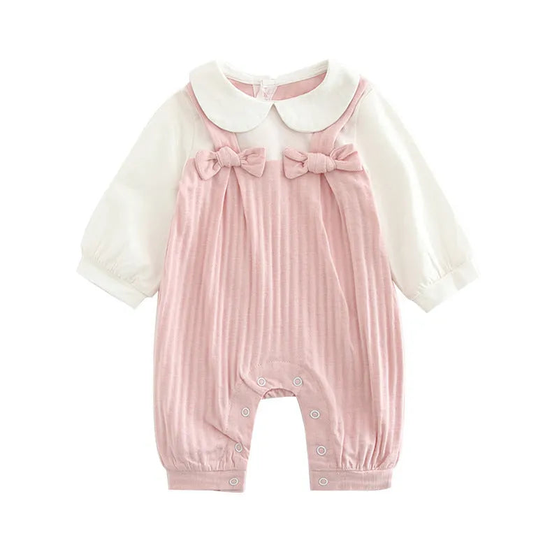 Pink baby girl embroidered long sleeve jumpsuit made from 100% cotton.