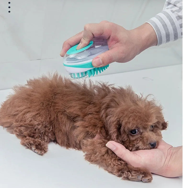Blue pet bath massage brush made from ABS plastic, 11.5 cm long, for cats and dogs