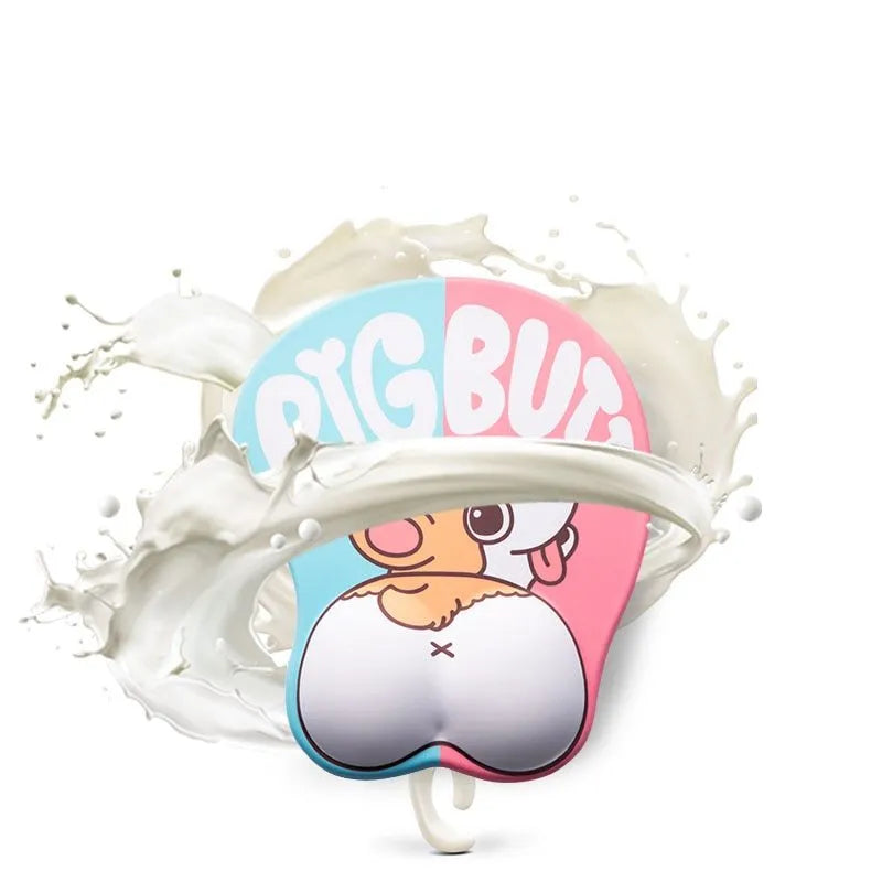 Cute 3D corgi butt mouse pad with raised wrist cushion on a desk