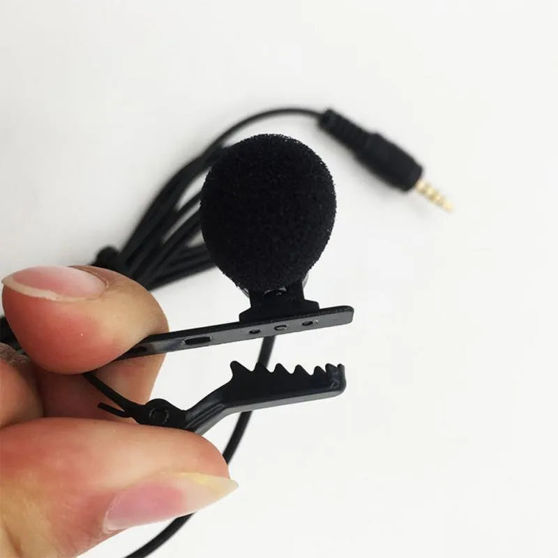 Portable clip condenser microphone with metal shell and 3.5mm plug for mobile phone recording