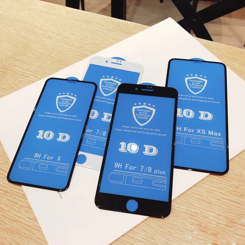 Tempered glass screen protector for iPhone 12 Mini, front film, 10D black or white, HD anti-scratch