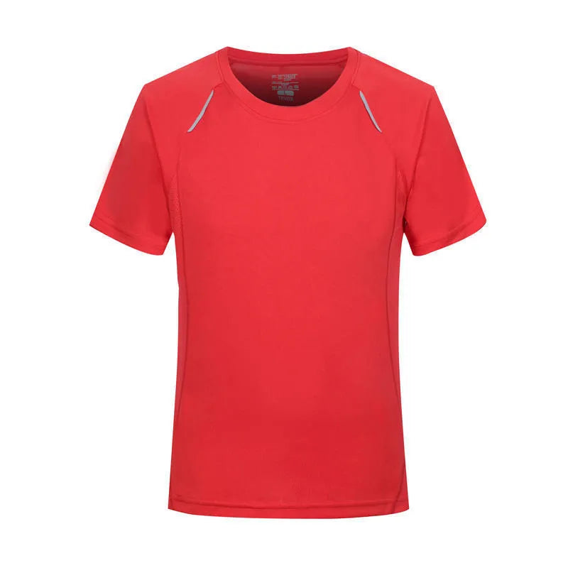 Men's slim fit quick-dry T-shirt in a solid colour, showing round neck and short sleeve design.