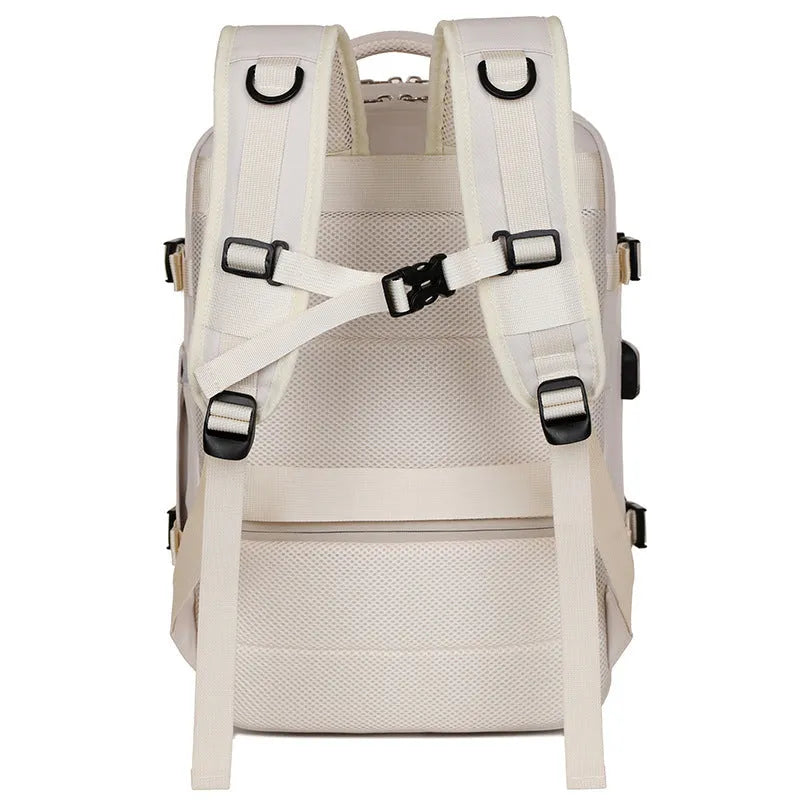 Dry wet separation backpack Oxford cloth polyester lining solid colour beige black gray pink