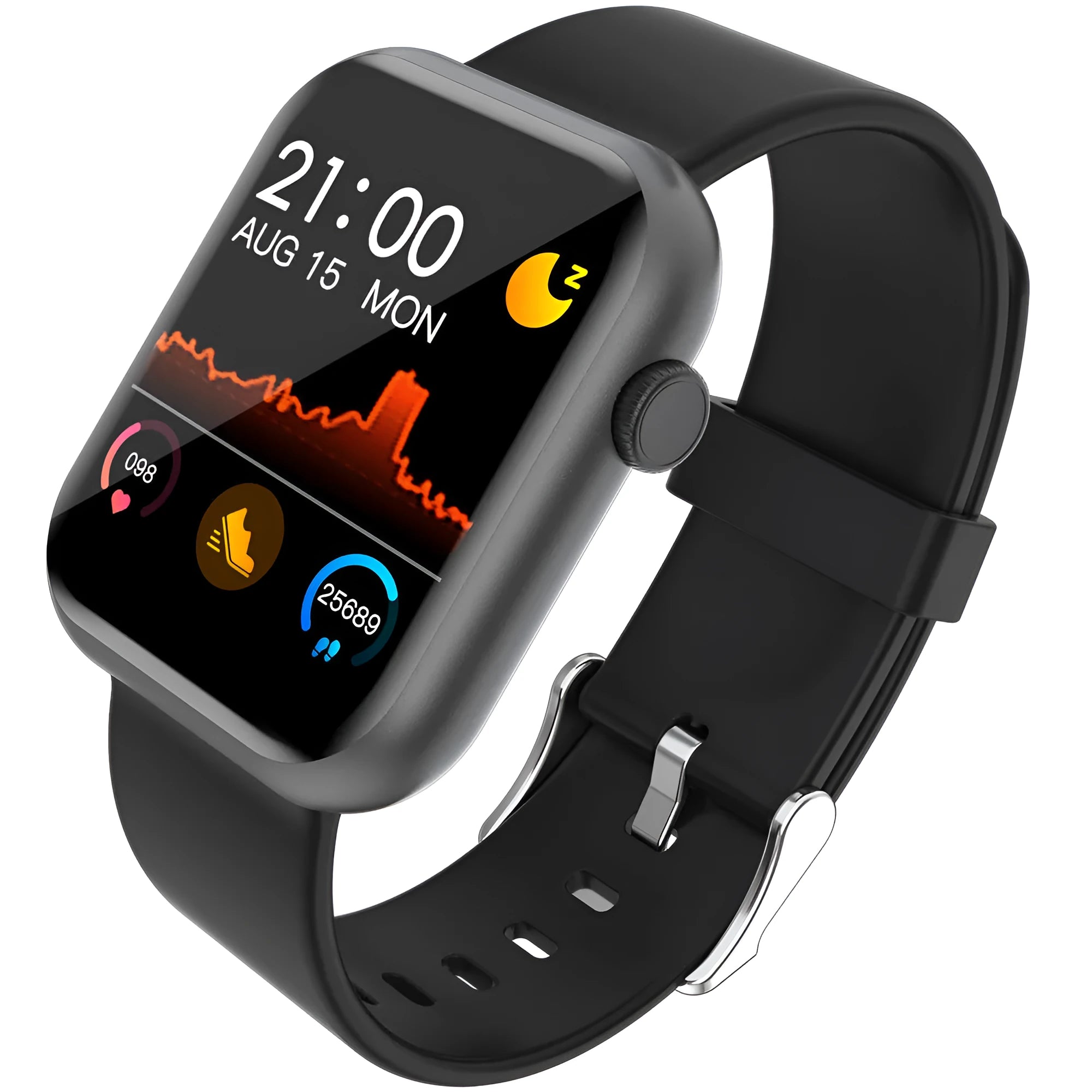 R3L full touch smart watch with 1.3 inch IPS colour screen and silicone wristband on a white background