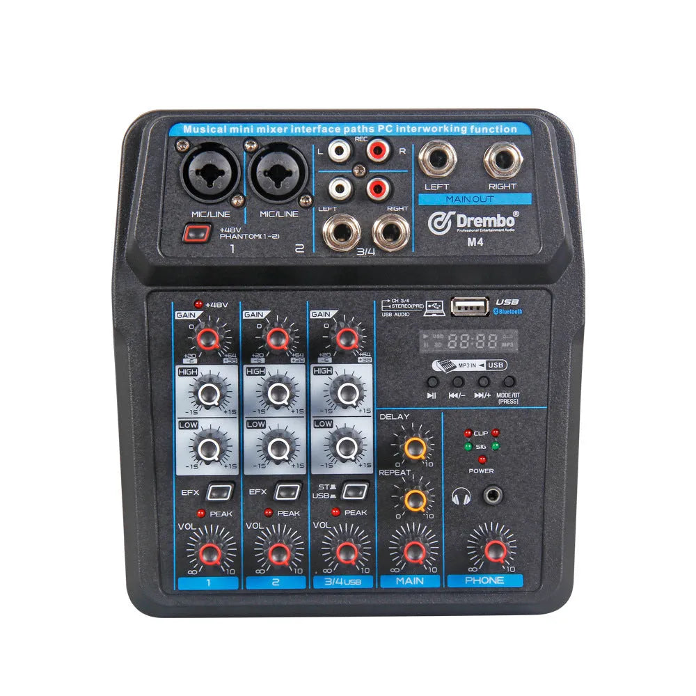 Small portable audio mixer with PVC housing for KTV singing, recording, and live broadcast use