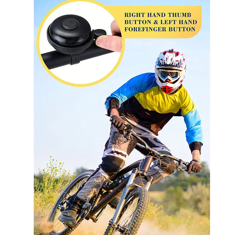 Black bicycle flat bell with 58mm diameter for mountain bike handlebars