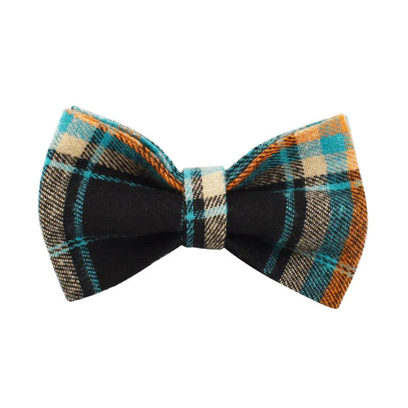 Green retro style cloth dog collar, leash, bow, and vest set displayed as a four-piece package.