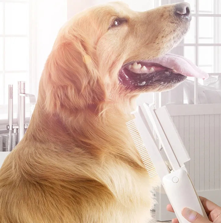 ABS plastic pet grooming brush for dogs and cats in pink, white, or white with blue bowl colour options