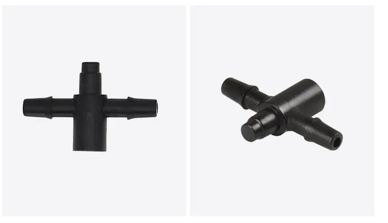 PE plastic tee water distributor for micro spray irrigation systems with sun protection properties