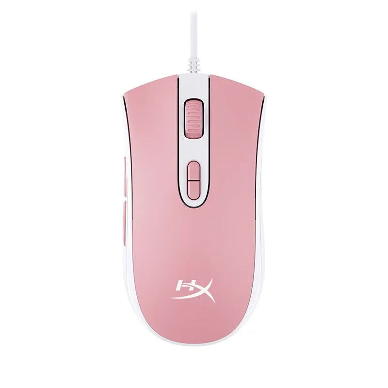 HyperX Pulsefire Core RGB wired gaming mouse in black or pink colour with USB cable