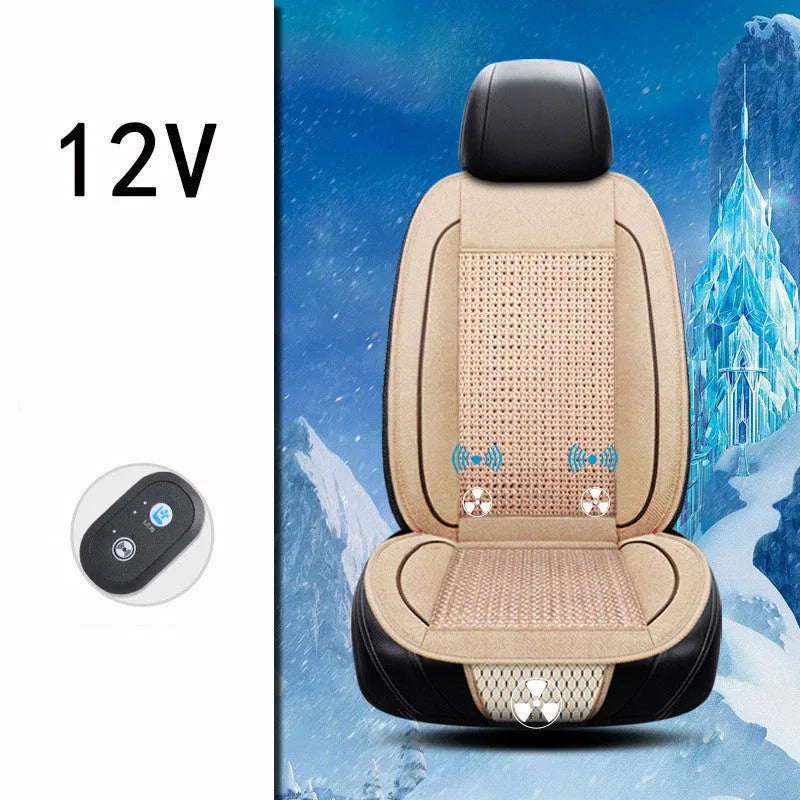 Car ventilation seat cushion with massage function in black colour showing 60x60cm dimensions