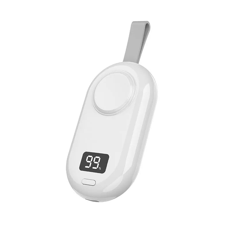 Black and white plastic wireless power bank for V5 watch charging with Type-C port.