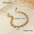 Women's stainless steel bracelet with a hollow geometric heart charm in gold, steel, or colour block finish.