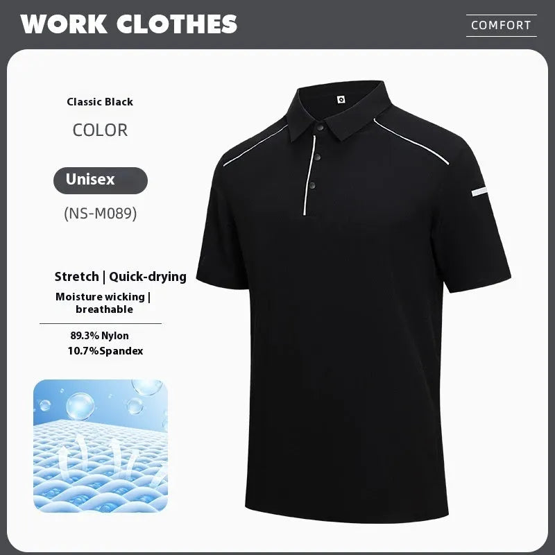 Men's solid colour polo shirt with short sleeves and slit side detail in chemical fibre blend fabric