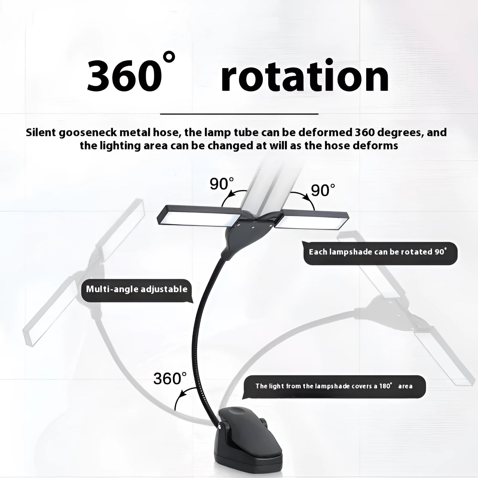 Rechargeable black music stand light with 28 LEDs placed on a music stand.