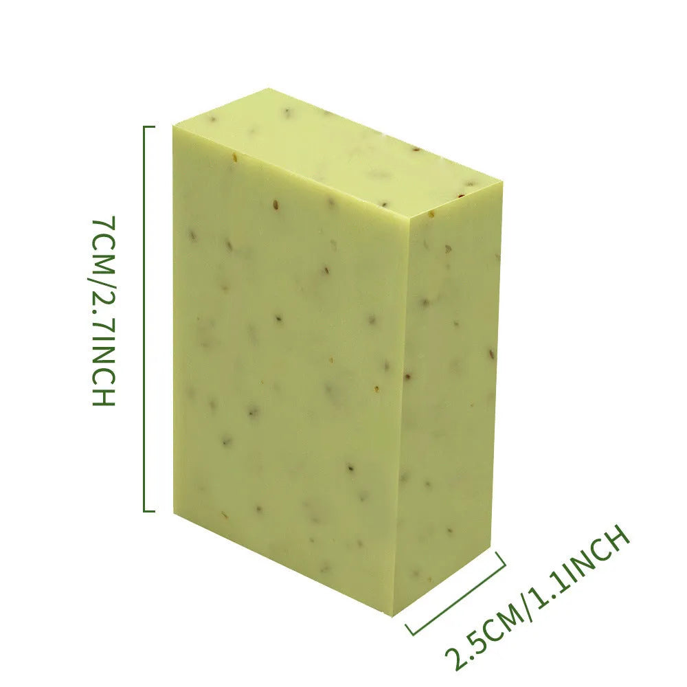 Handmade essential oil soap bar with frosted texture in 100g size for bathing and cleansing