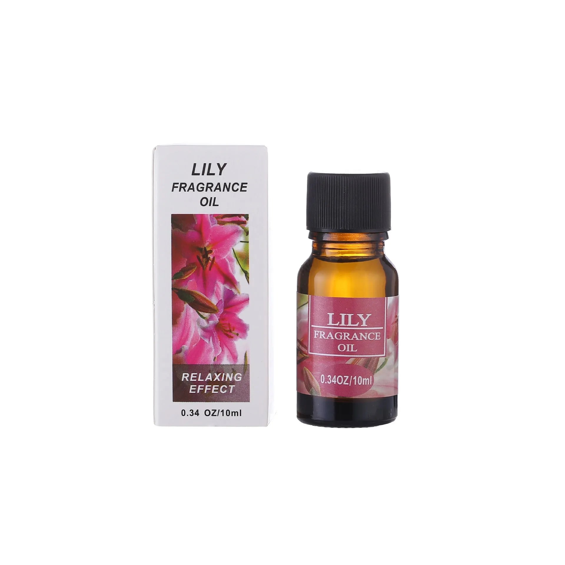 Set of 12 small glass bottles of aromatherapy essential oil, 10ml each, with labels showing Lavender, Rose, Lemon, and other fragrances.