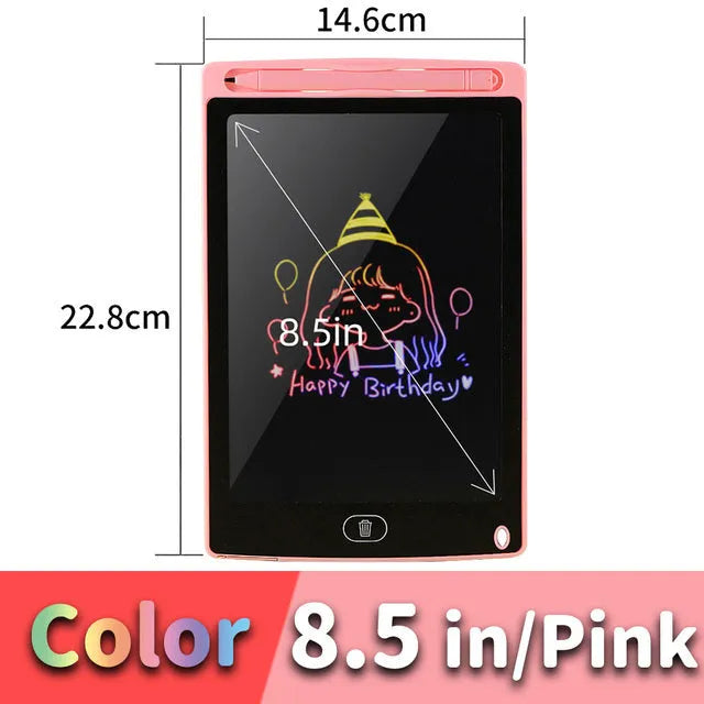 LCD writing tablet with stylus in three screen sizes for children's drawing and writing