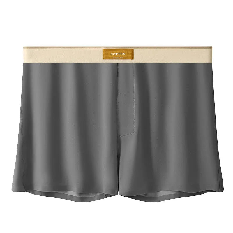 Men's solid colour loose fit ice silk underwear in a multi-pack on a grey background.