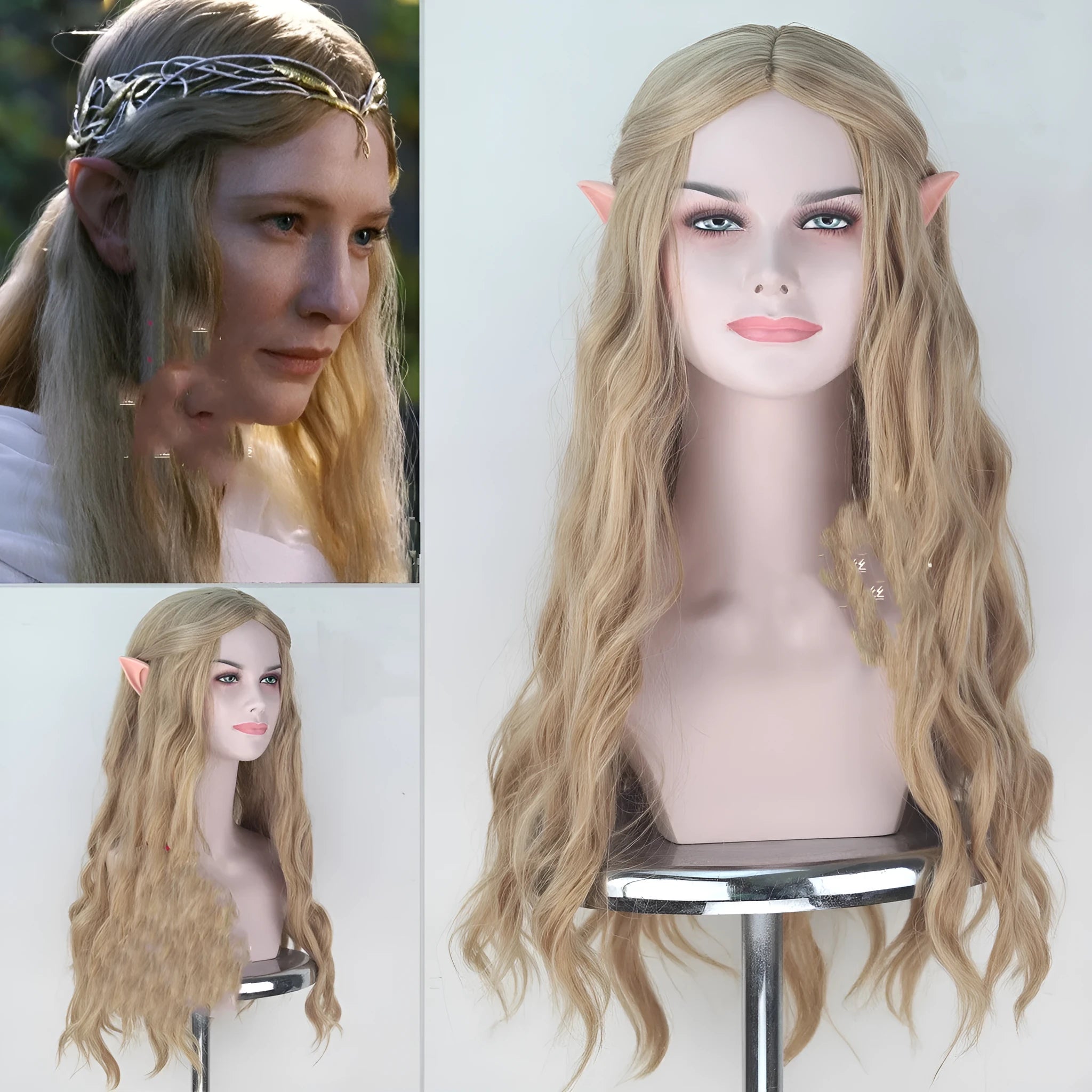 Hobbit wig Elf Queen Kellantril cosplay anime wig long hair 70cm with ears picture colour
