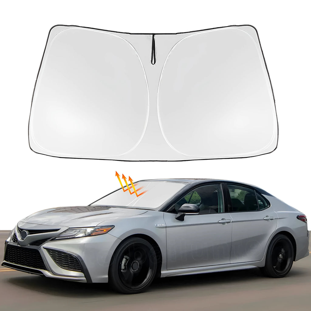 Custom silver tape sunshade cover for a Toyota NOAH XOVY 90 series car windshield